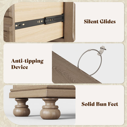 Bobbin Dark Solid Wood Nightstands-Warm Taupe-1 Piece