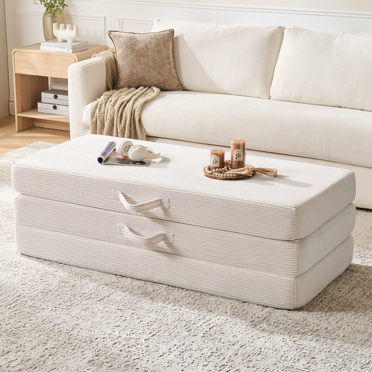 Fold 6-Inch Tri-Fold Folding Mattress-Full-Beige