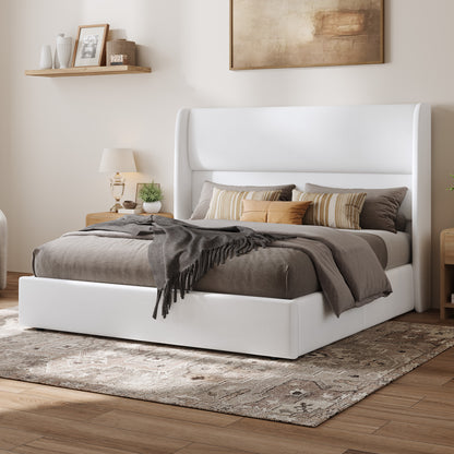 Haven Upholstered Hydraulic Storage Bed Frame-King-White