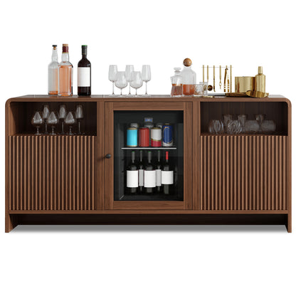 Mold Bar Cabinet with Built-In Fridge  - walnut