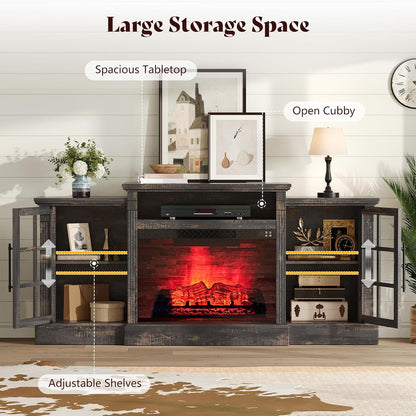 Everwood 70" Fireplace TV Stand Amerlife Dark Oak
