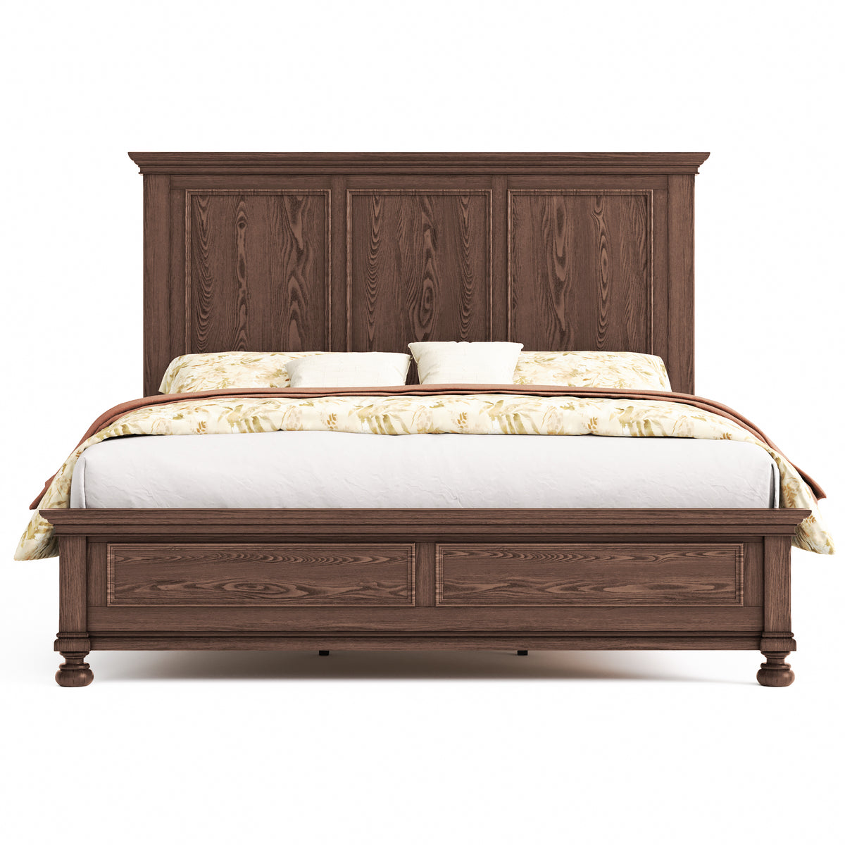 Bobbin Solid Wood Platform Bed-Brown-King