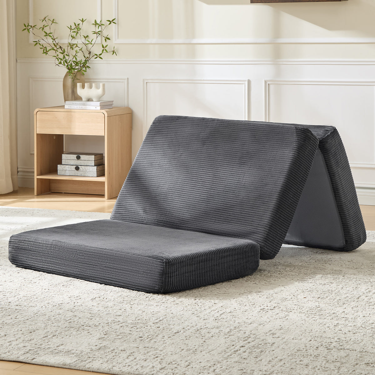 Fold 6-Inch Tri-Fold Folding Mattress-Twin-Grey