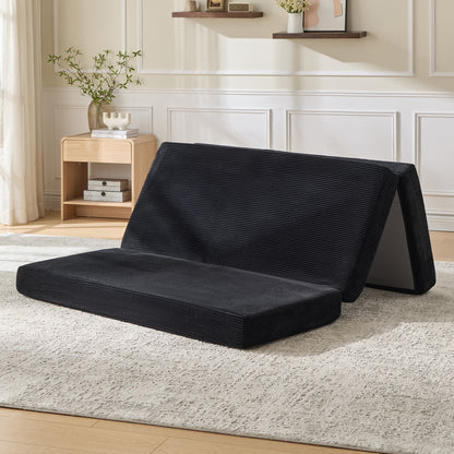 Fold 6-Inch Tri-Fold Folding Mattress-Full-Black