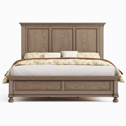 Bobbin Solid Wood Platform Bed-Taupe Gray-King