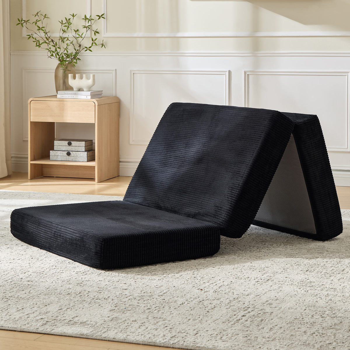Fold 6-Inch Tri-Fold Folding Mattress-Twin-Black