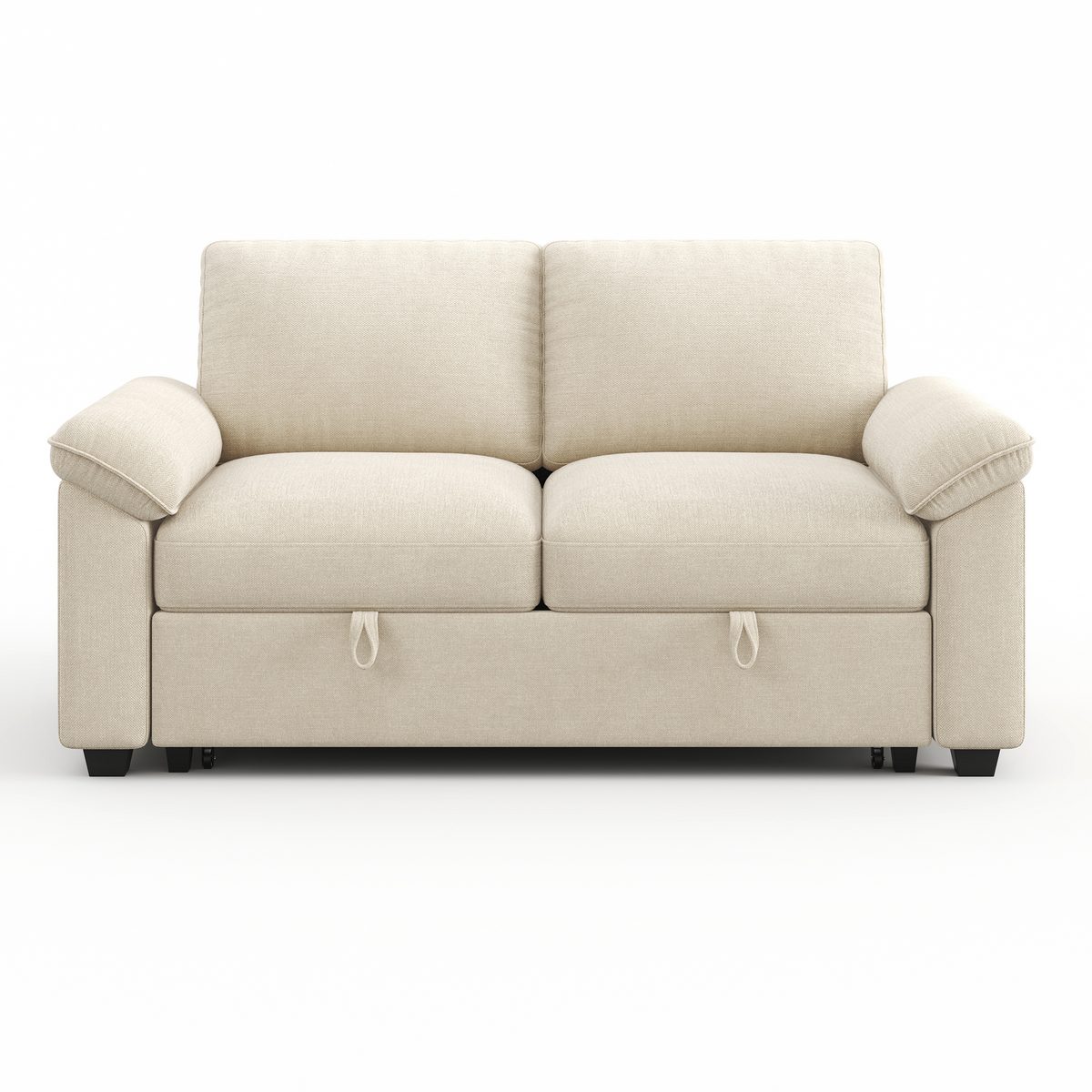 Sleeper Sectional Sofa with Pull Out Bed & Storage-56" | 2-Seater-Beige