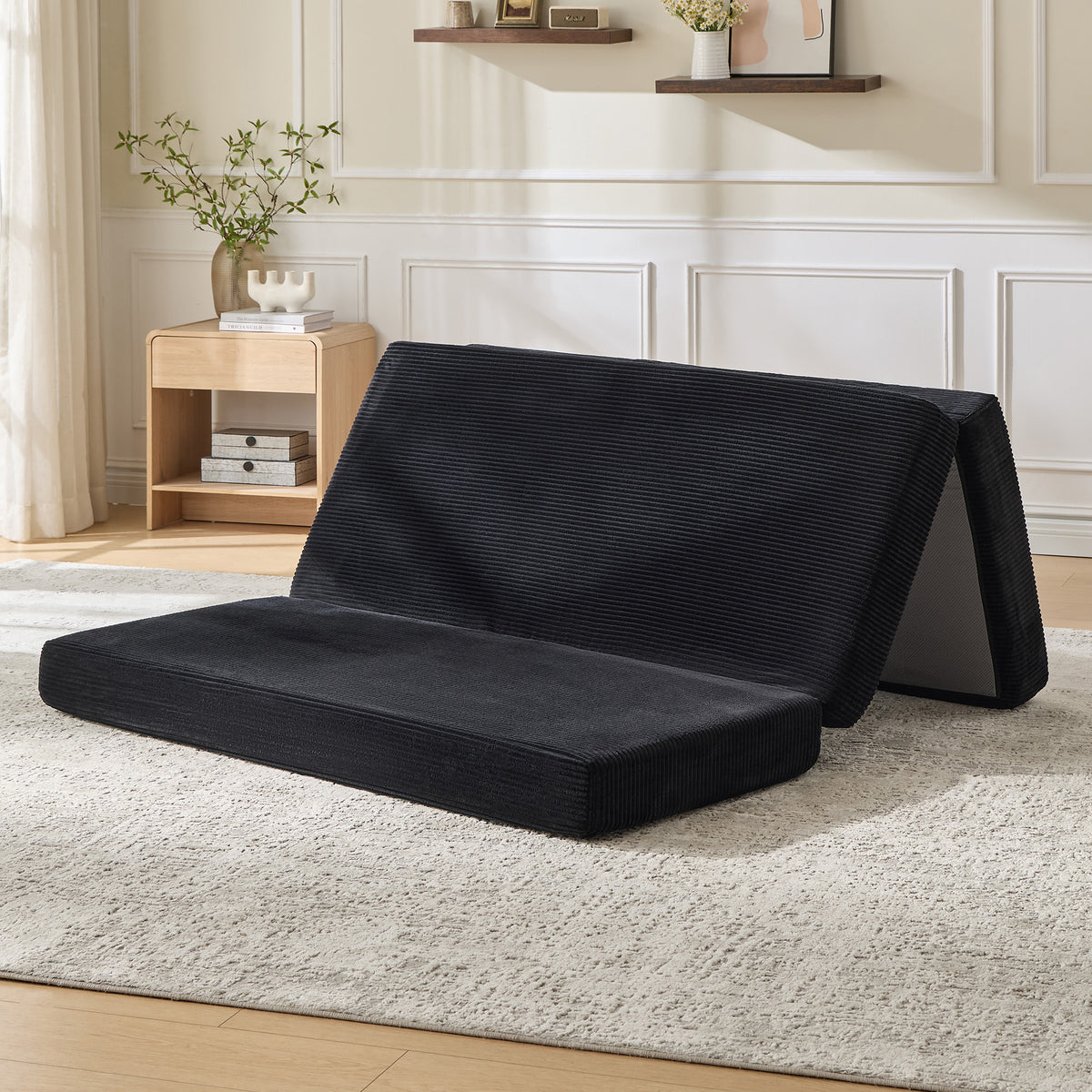 Fold 6-Inch Tri-Fold Folding Mattress-Queen-Black