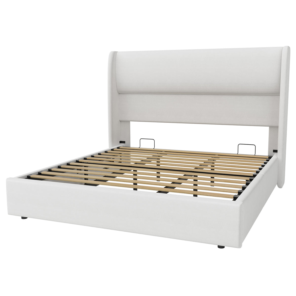 Haven Upholstered Hydraulic Storage Bed Frame-King-White