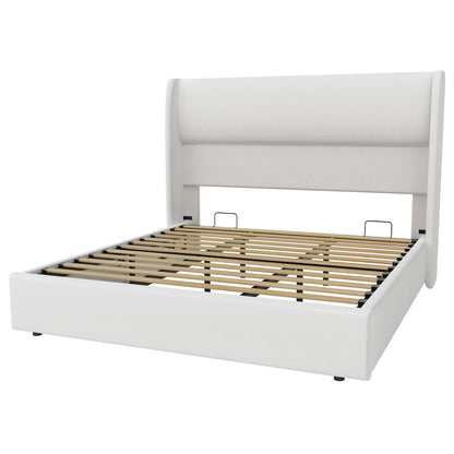 Haven Upholstered Hydraulic Storage Bed Frame-King-White