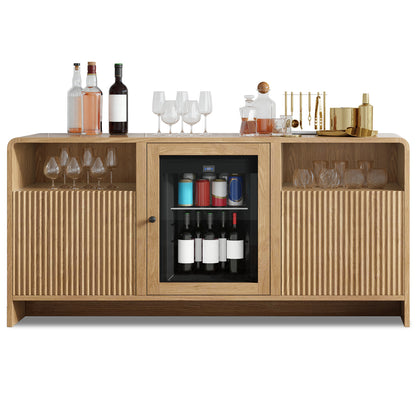 Mold Bar Cabinet with Built-In Fridge  - Natural Wood