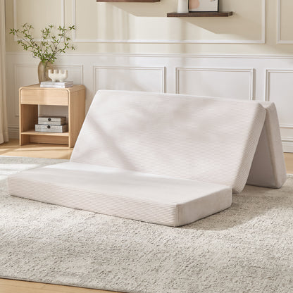 Fold 6-Inch Tri-Fold Folding Mattress-Full-Beige