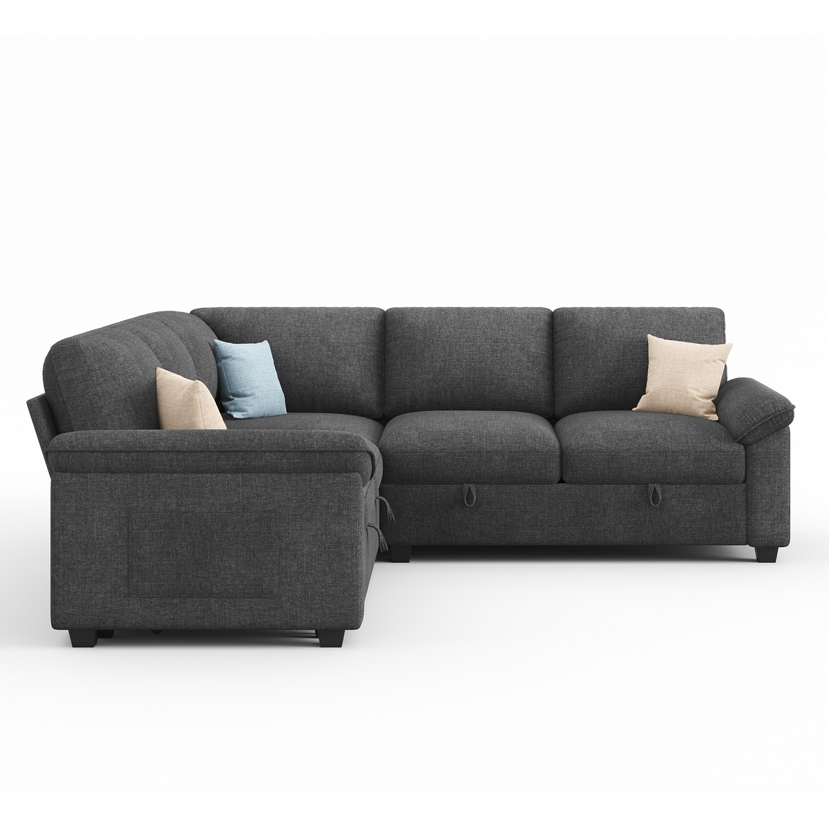 Sleeper Sectional Sofa with Pull Out Bed & Storage-81" | 5-Seater | Fixed backrest-Gray