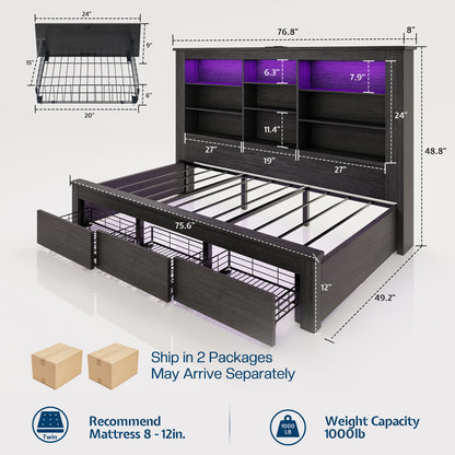 Beam Bed Frame Amerlife Twin / Black