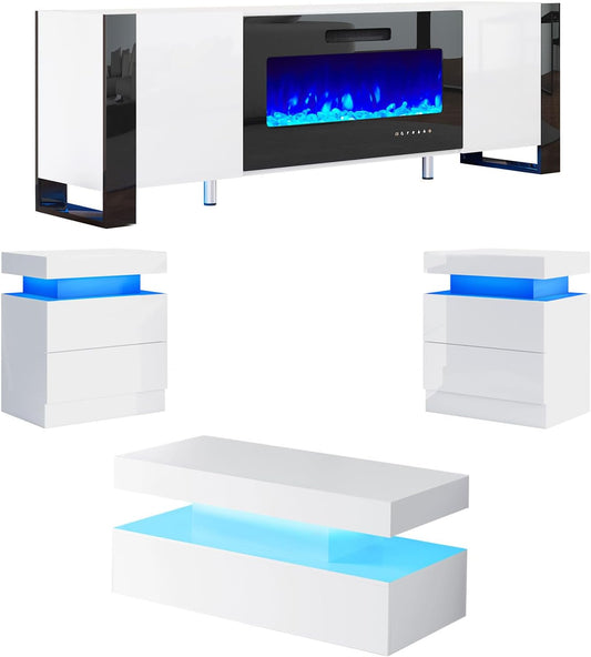 Ion 4-Piece Living Room Set Amerlife 80'' / White & Black