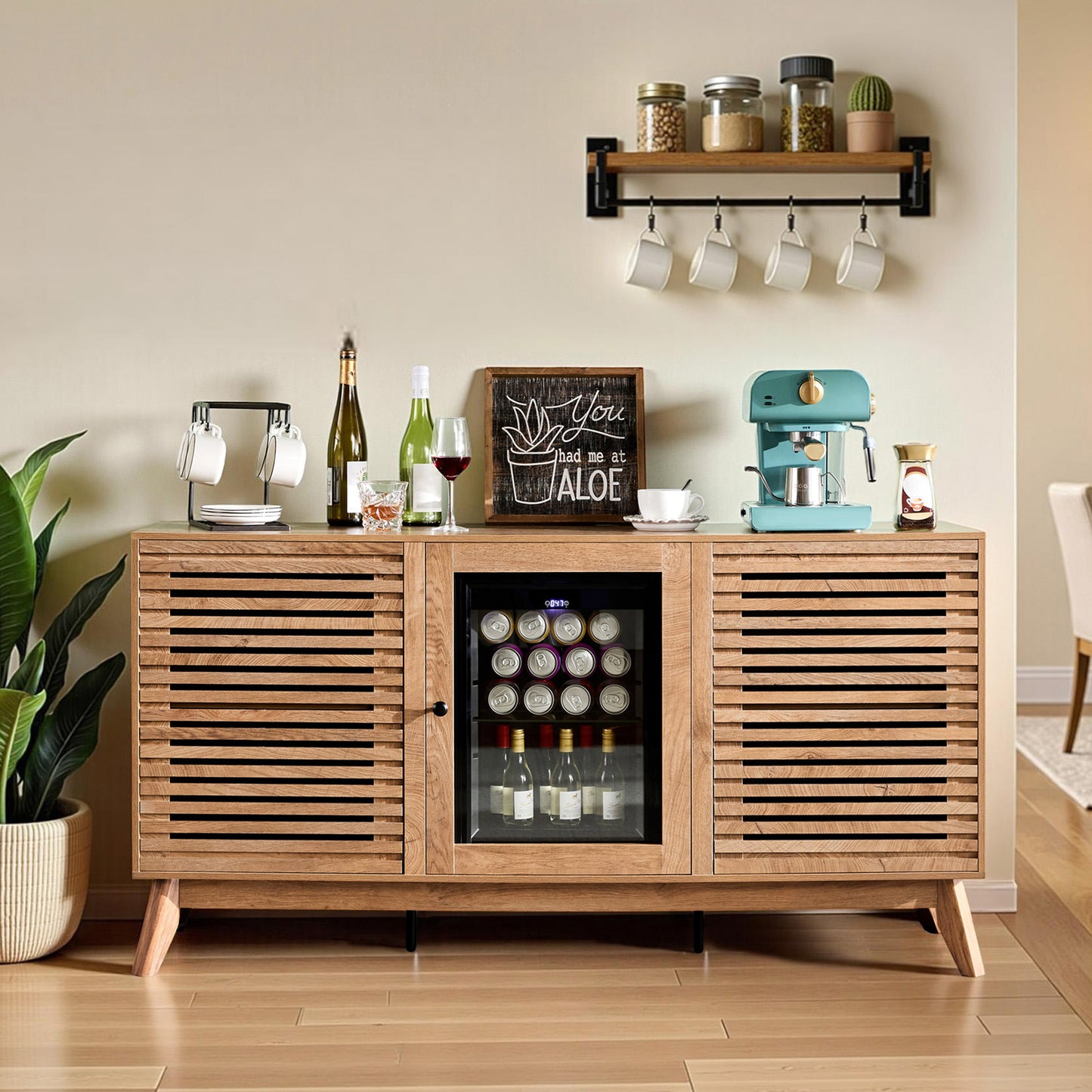 Grill Coffee Bar Cabinet - Brown