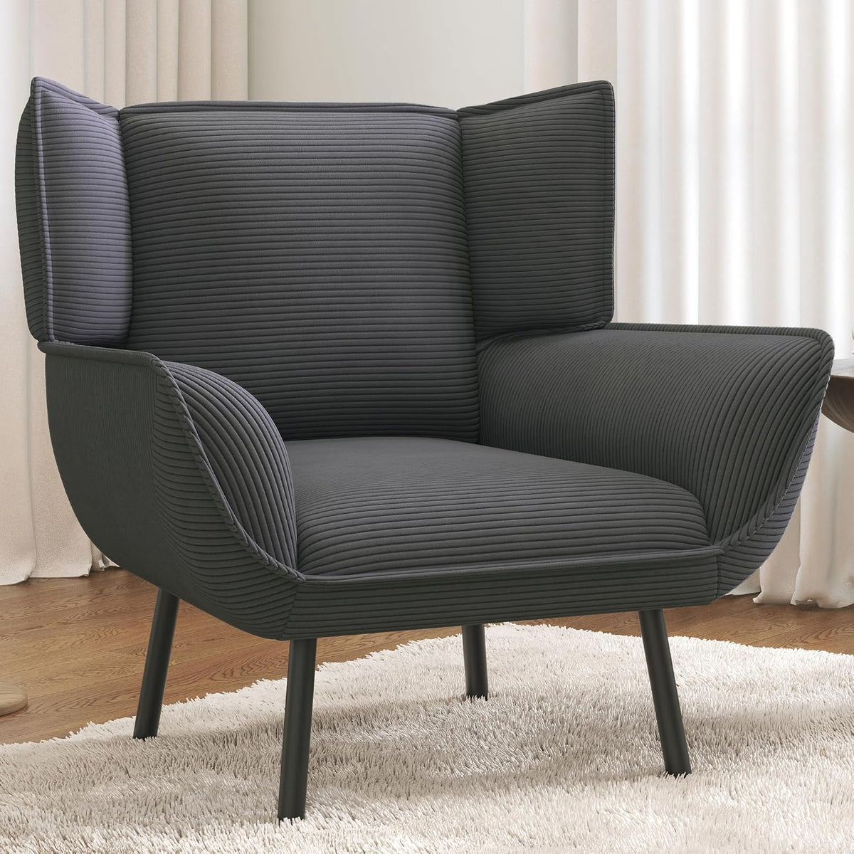 Accent Wingback Corduroy Chair