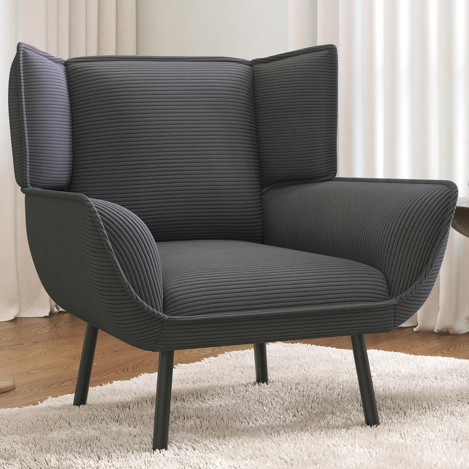 Accent Wingback Corduroy Chair