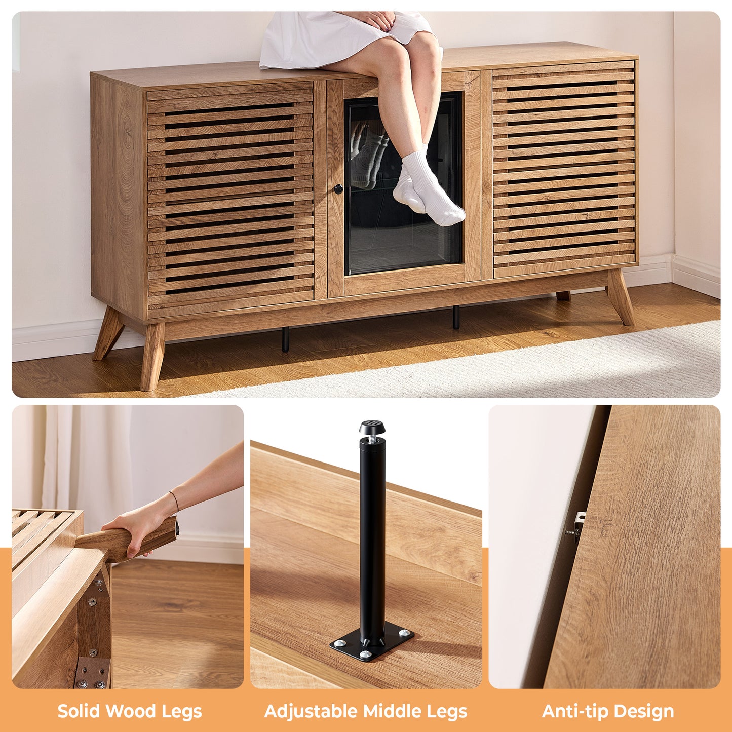 Grill Coffee Bar Cabinet - Brown