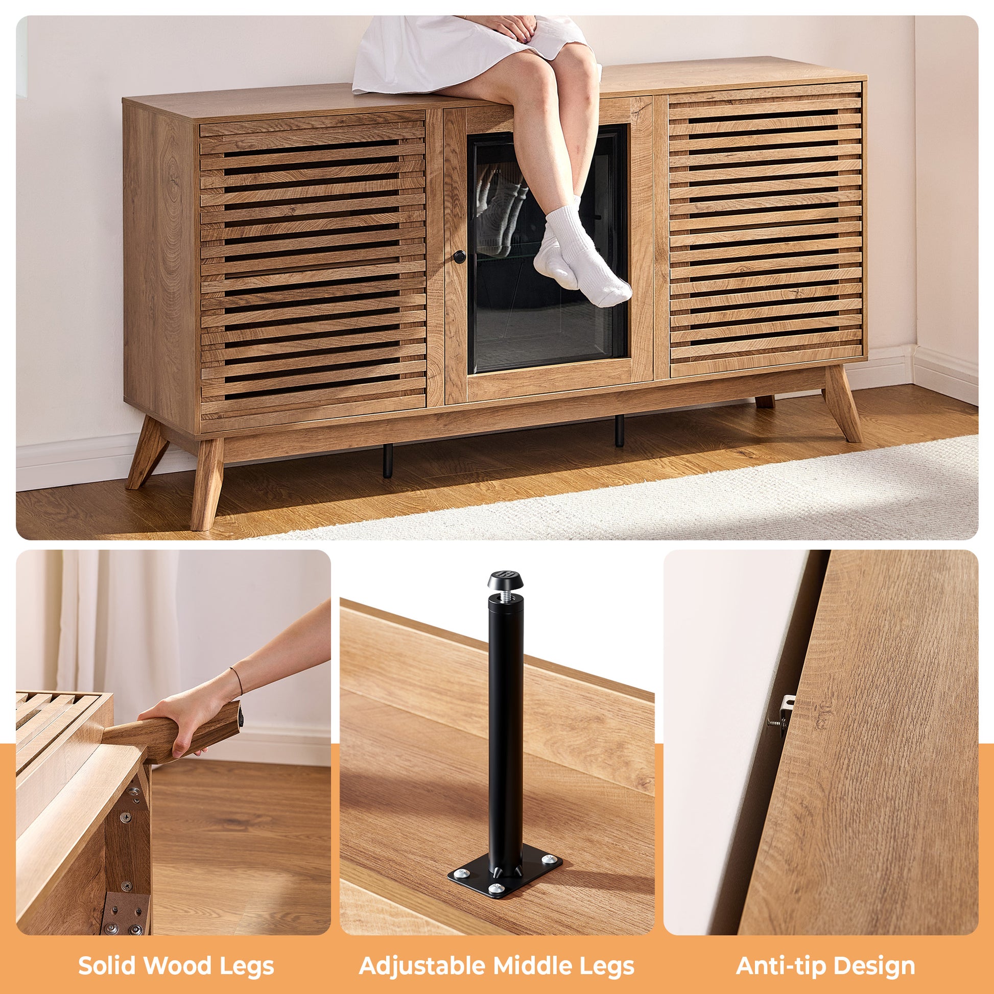 Grill Coffee Bar Cabinet - Brown