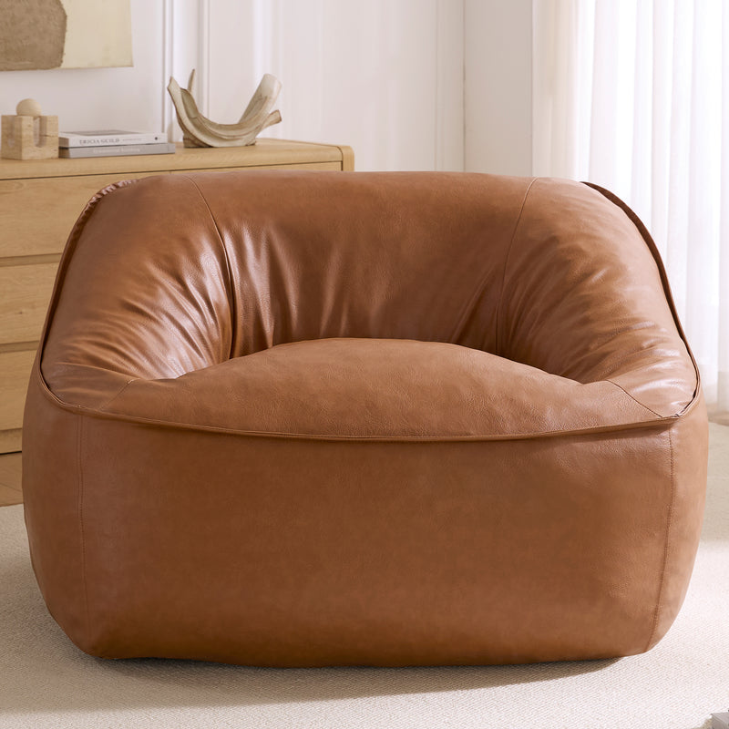 Amerlife Oversized Bean Bag Lounge Chair-Brown Pu