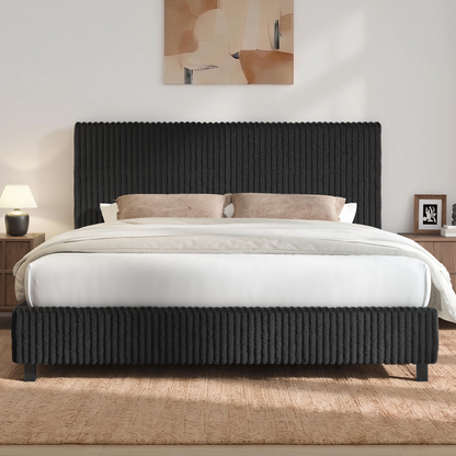 Velmure Corduroy Platform Bed Frame  King / Black