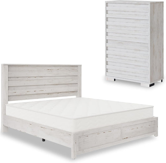 Sequoia Bedroom Set with Fluted Headboard-K-Distressed White
