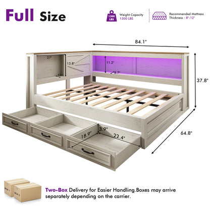 Slide Farmhouse Corner Bed Frame Amerlife White / Full