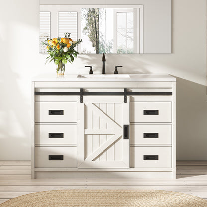 Bourbon Sliding Barn Vanity 48 inch Rustic White