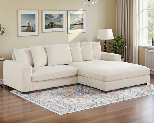 Oversized L-Shaped Cloud Sofa-Beige