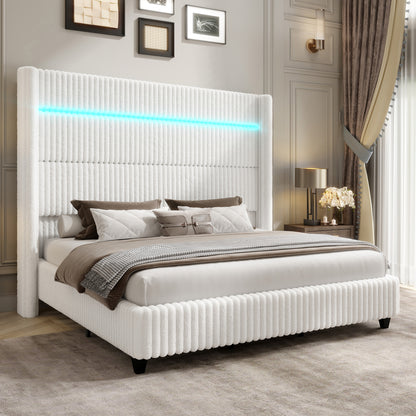 Warren Faux-Fur Bed Frame Amerlife White / California king