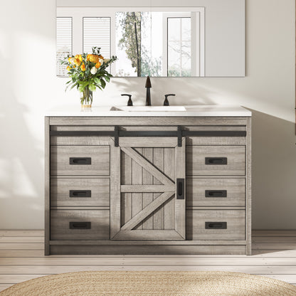 Bourbon Sliding Barn Vanity 48 inch Light Grey