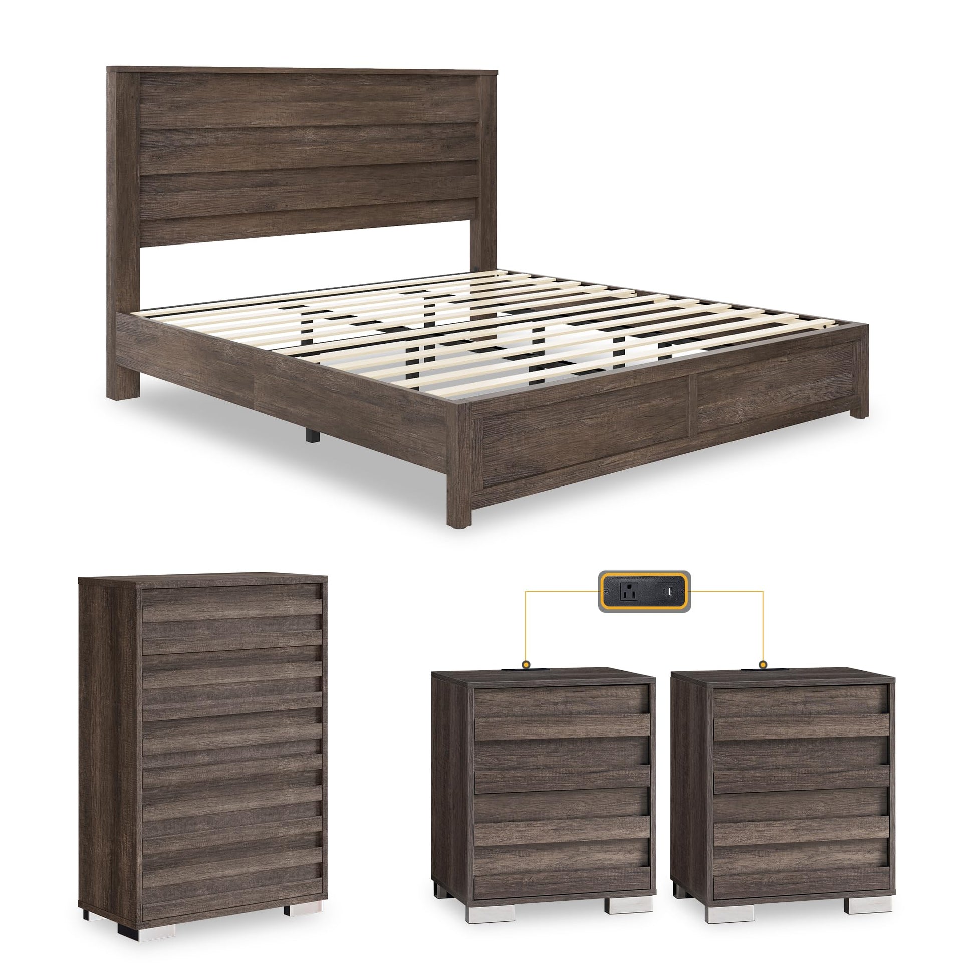 3 Piece Bedroom Set-K-Grey