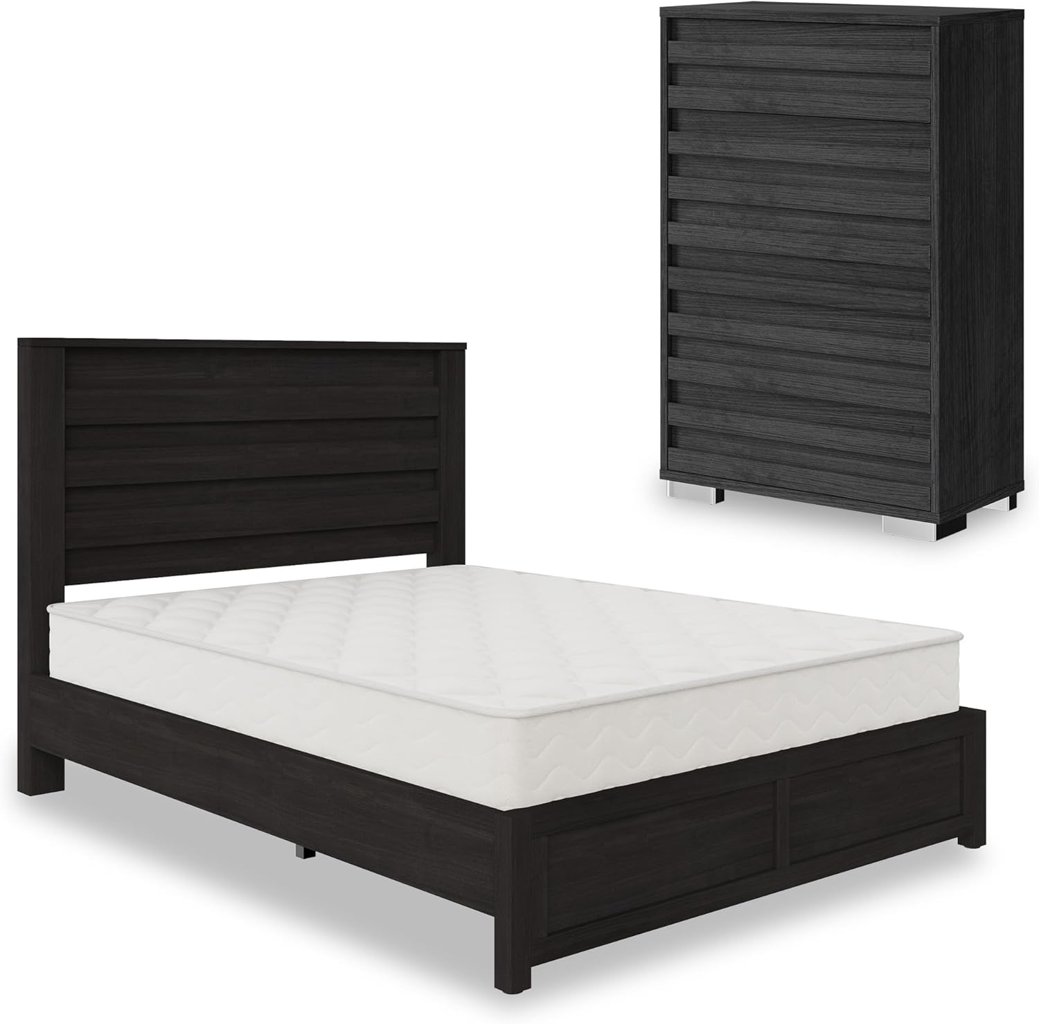 Sequoia Bedroom Set with Fluted Headboard-Q-Black