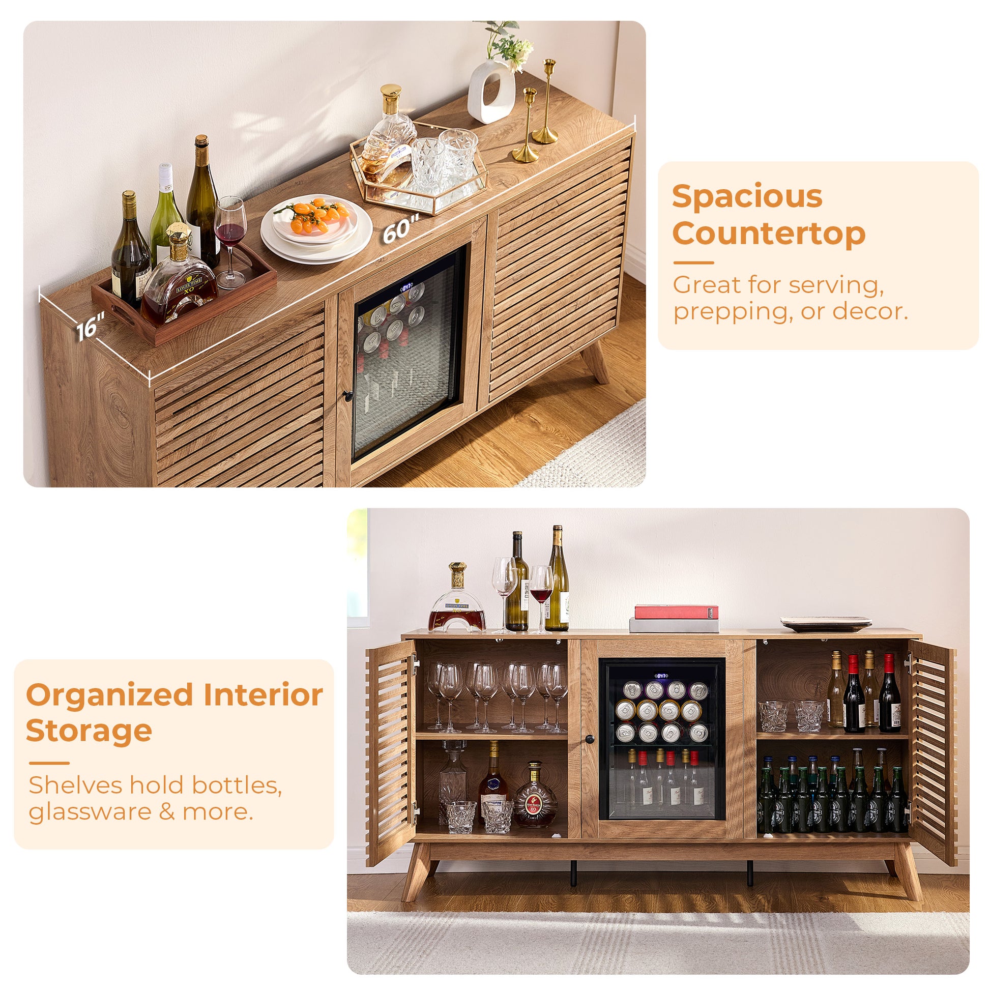 Grill Coffee Bar Cabinet - Brown