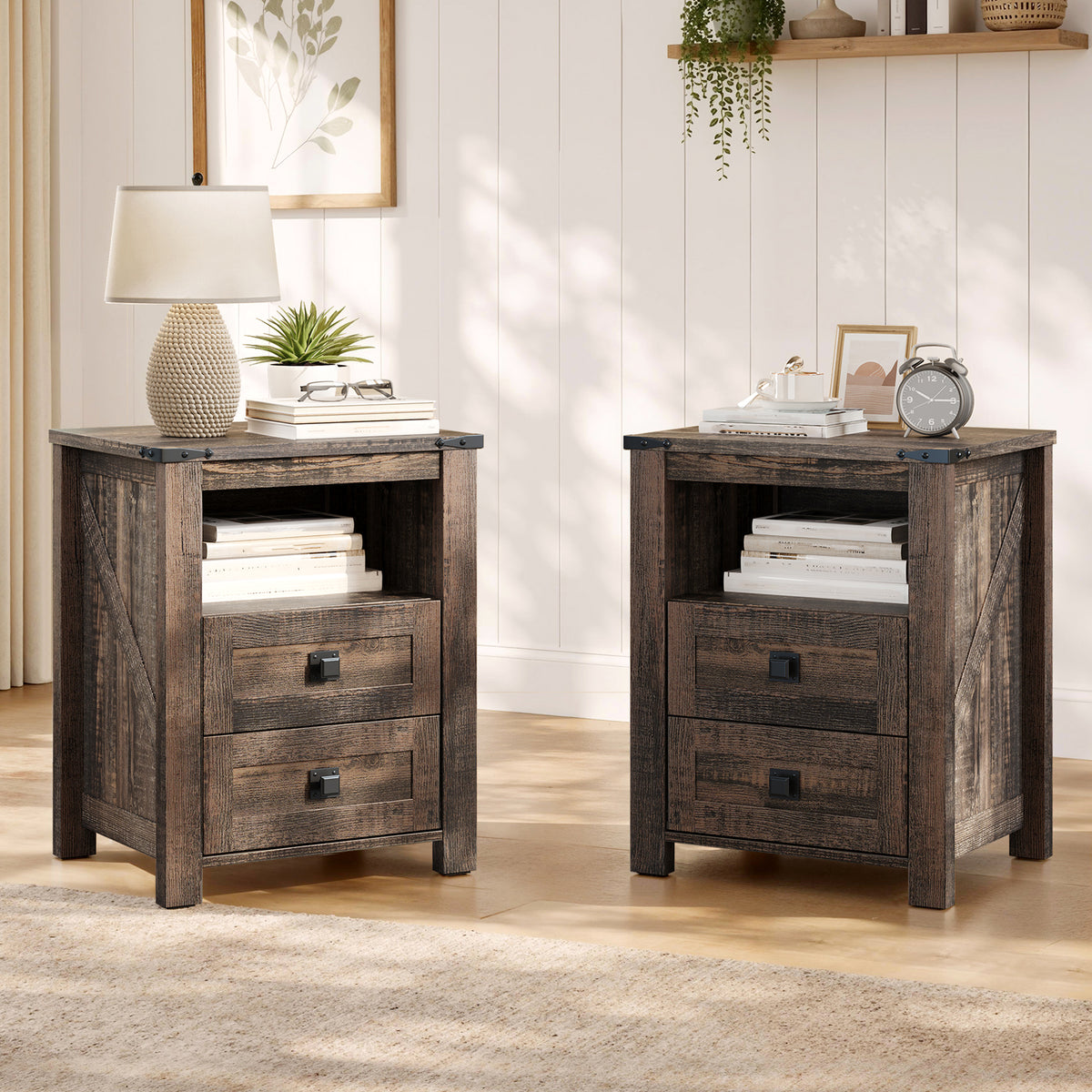 Hub Nightstand Set of 2 Amerlife Black Oak