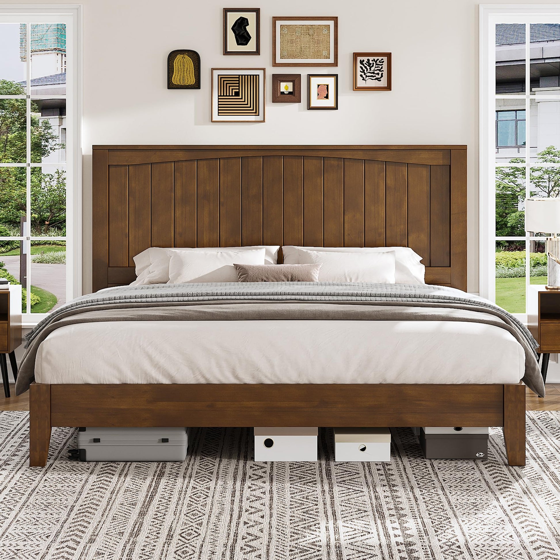 Sanderson Solid Wood Bed Frame Amerlife King / Brown