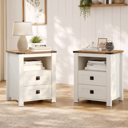 Hub Nightstand Set of 2 Amerlife White ＆Brown