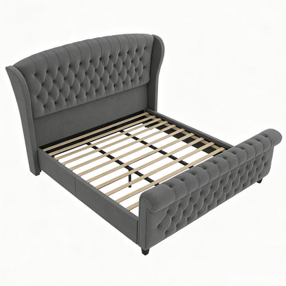 Bruco CaliforniaKing Upholstered Bed Frame-Gray
