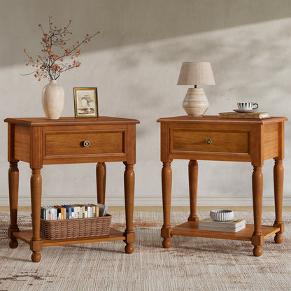 Ember Vintage Walnut Nightstand Set-Brown