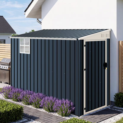 Lark Weatherproof Metal Garden Tool Shed with Sloped Roof-8x4FT