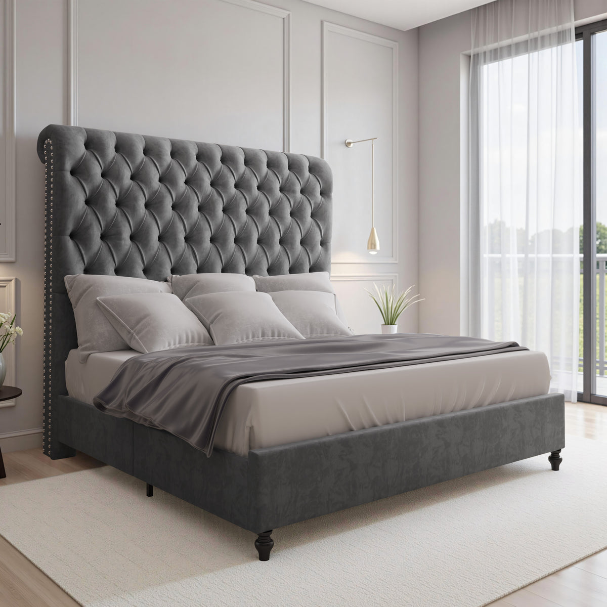 Curl Bed Frame Amerlife-Gray