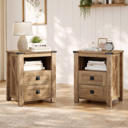 Hub Nightstand Set of 2 Amerlife Barnwood