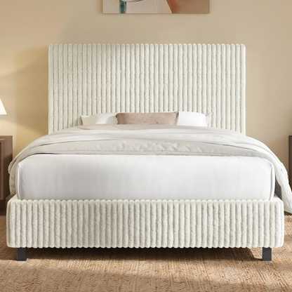Velmure Corduroy Platform Bed Frame  Full / Cream