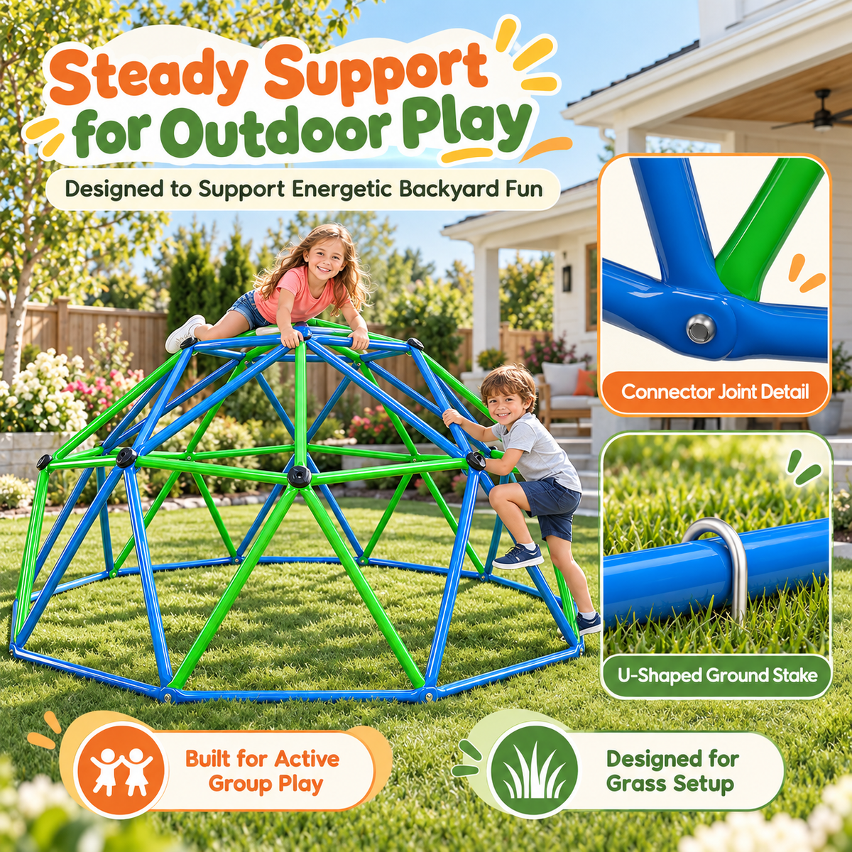 Outdoor Geometric Kids Jungle Gym-8.5*4 FT