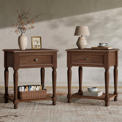 Ember Vintage Walnut Nightstand Set-Walnut