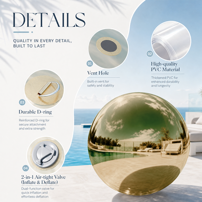 Vibe Reusable Inflatable Mirror Balls for Disco Parties & Events-3PCS-19.7"+31.5"+39.4"-Gold