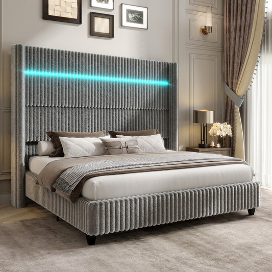 Warren Faux-Fur Bed Frame Amerlife Gray / California king
