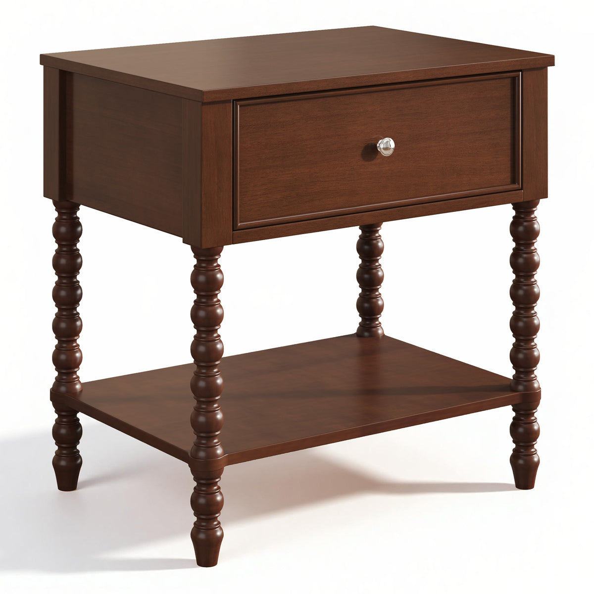 Spindle Solid Wood Nightstand  Dark Walnut / 1PC