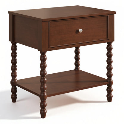 Spindle Solid Wood Nightstand  Dark Walnut / 1PC